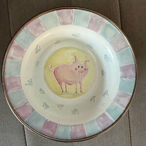 Mackenzie Childs Enamel Pastel Pig Bowl